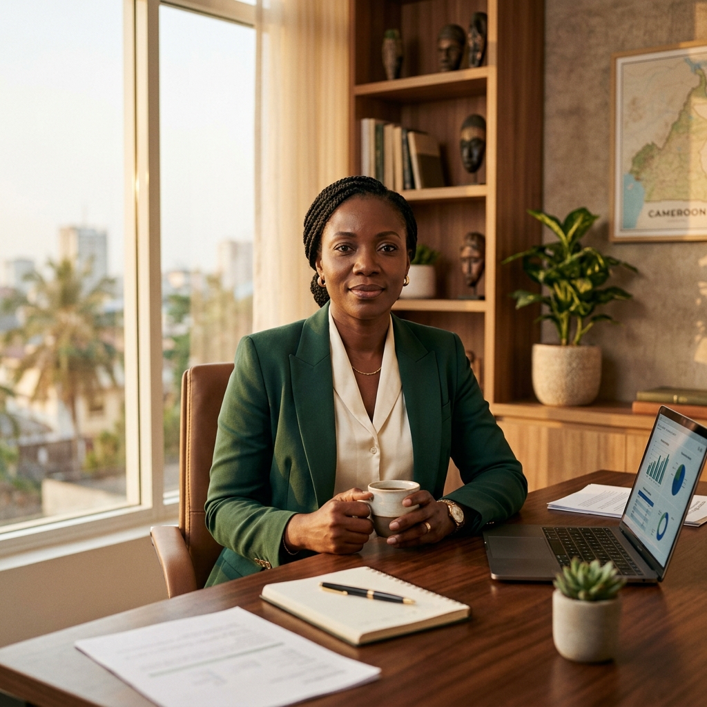 Femme d'affaires camerounaise sereine